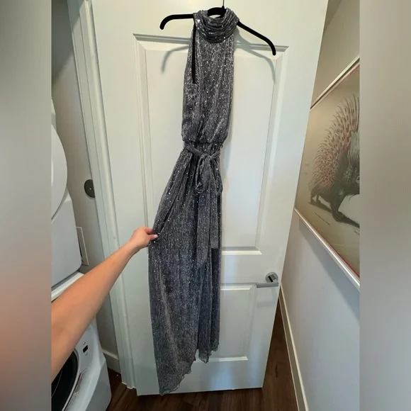 Sequin Metallic Halter Neck Jumpsuit